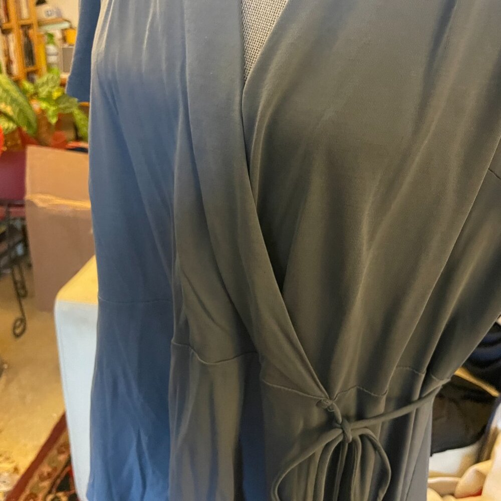 Monteau Faux Wrap Top Slate Blue Size 2X